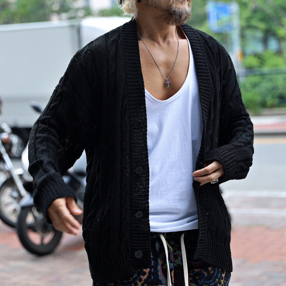 Herren Strickjacke mit Struktur und Knopfverschluss Drune