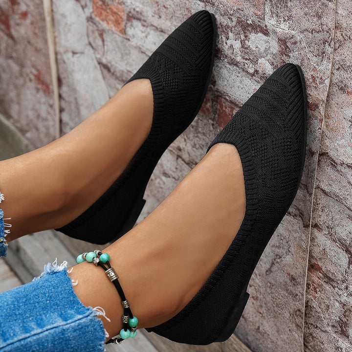 Damen Ballerinas mit kreativem Hahnentrittmuster und flexiblem Fußbett Drune
