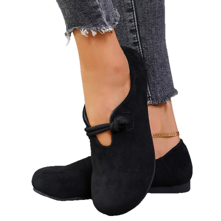 Damen nan bequeme flache Slipper aus weicher Mikrofaser mit dekorativer Schleife Drune