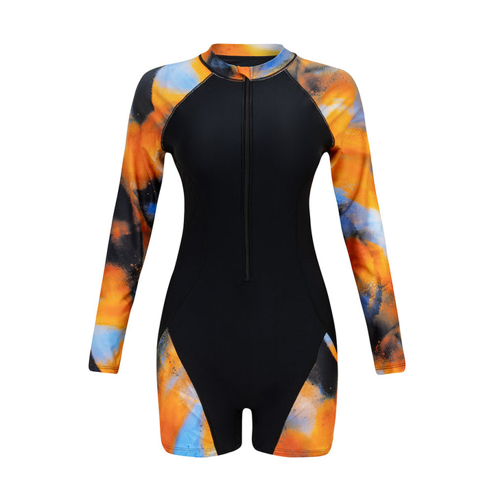 Damen Langarm-Surfuanzug mit buntem Kunstdesign Drune