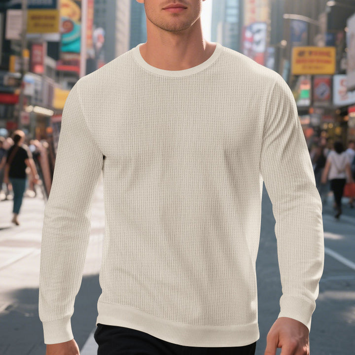 Herren komfortabler Langarmpullover aus atmungsaktivem Material und modernem Strukturdesign Drune