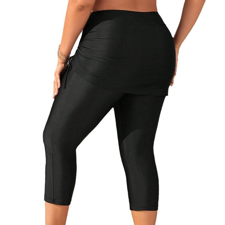 Damen Sportliche Capri-Leggings mit dekorativem Rüschendesign Drune
