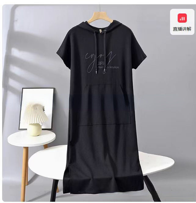 Damen Kapuzenkleid mit lässigem Schnitt und praktischen Taschen Drune
