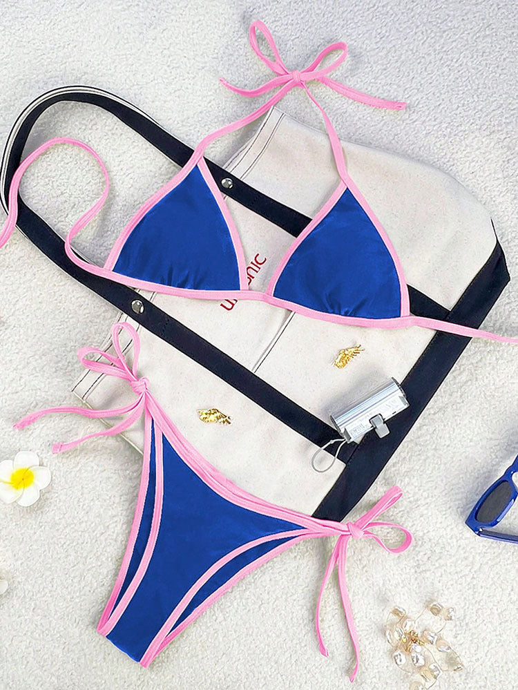 Damen Triangel-Bikini mit verspielten Schleifendetails Drune