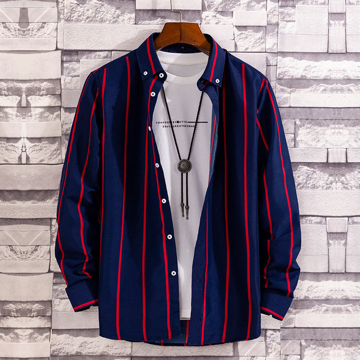 Herren nan lässige Hemdjacke aus leichter Baumwollmischung mit Button-Down-Kragen Drune