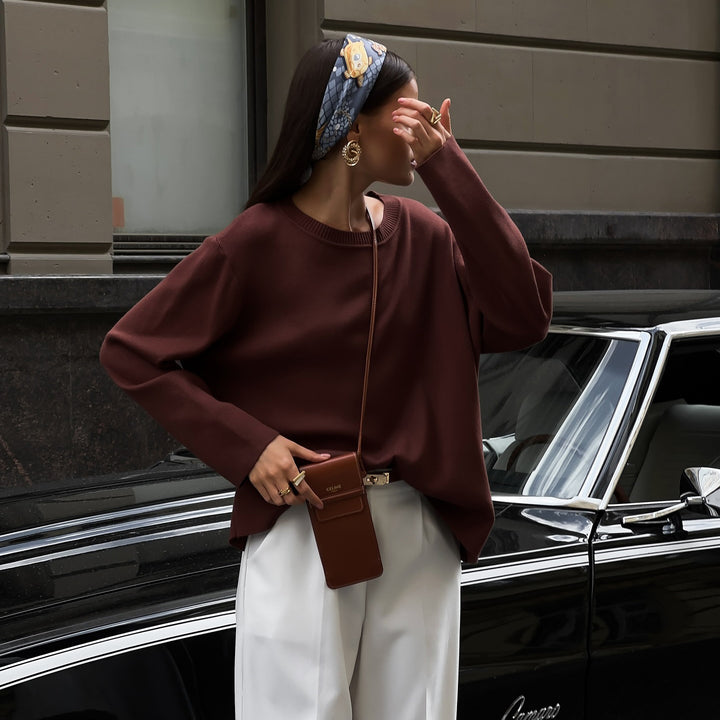 Damen lässiger Pullover mit weitem Schnitt und eleganten Hosen Drune