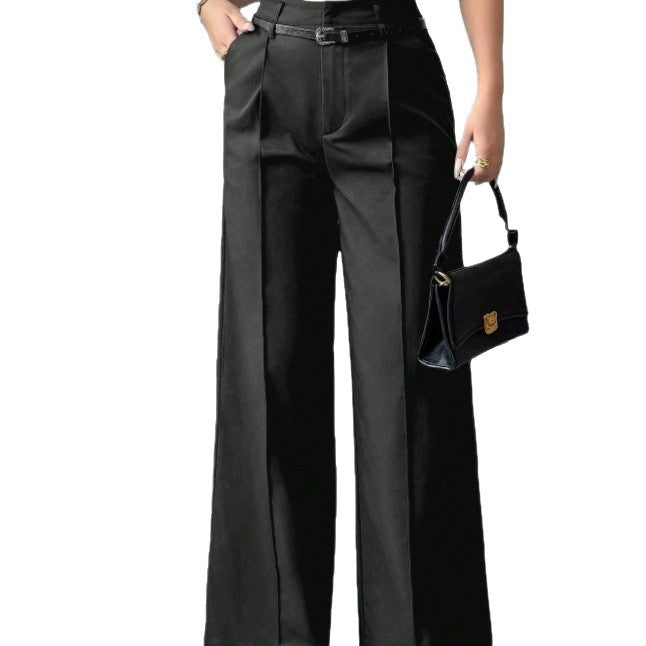 Damen elegante weite Hose mit Bindegürtel Drune
