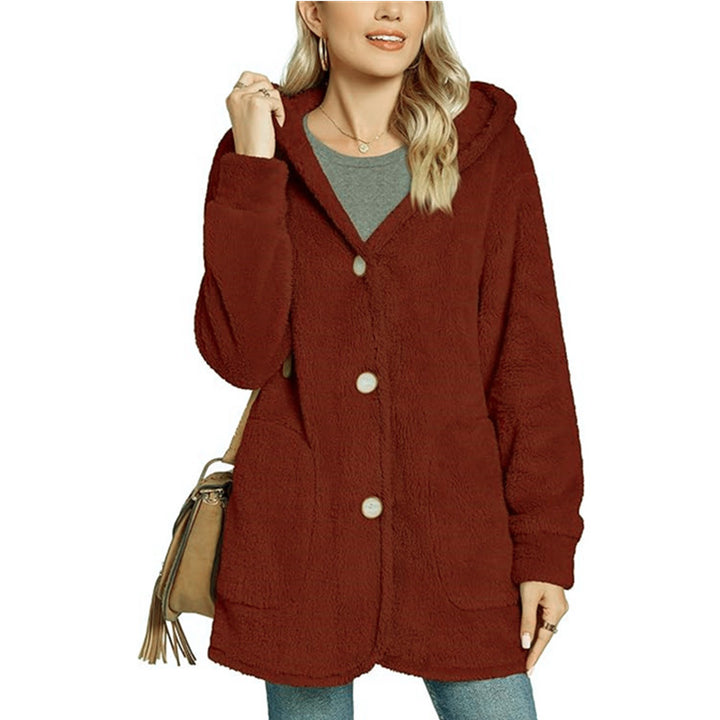 Damen Kuschelige Fleecejacke mit Kapuze und Taschen Drune