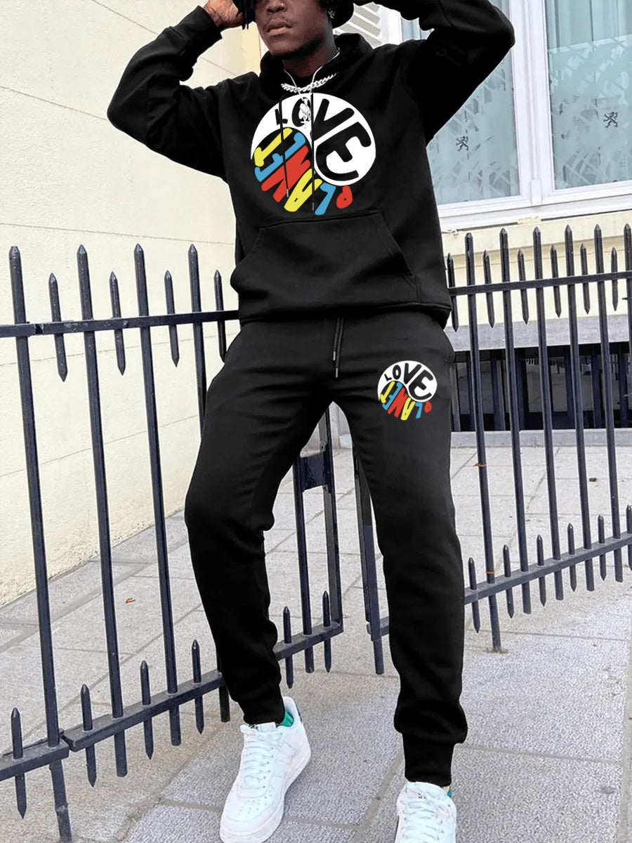 Herren Hoodie und Jogginghose Set mit kreativem Print Drune