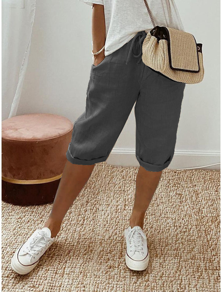 Damen Luftige Leinen Shorts Drune