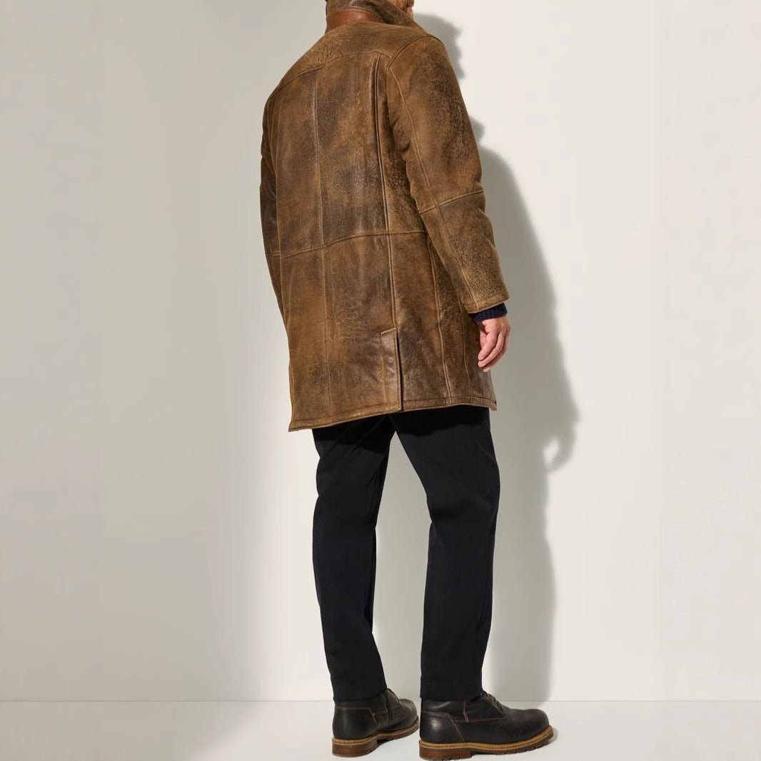 Herren elegante Lammlederjacke mit gefüttertem Kragen und diversen Taschen Drune