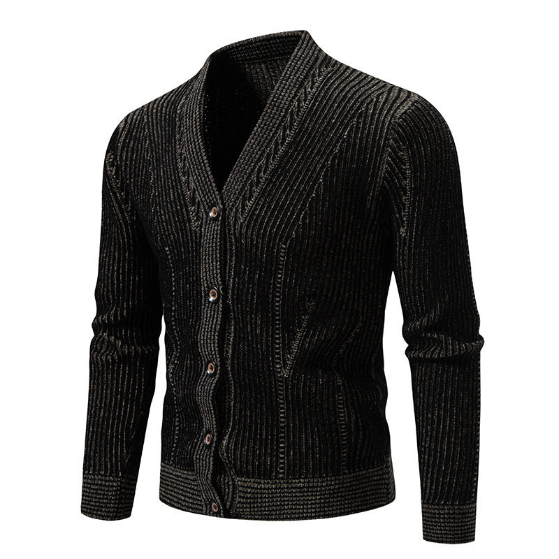 Herren elegante Strickjacke mit V-Ausschnitt und feinem Kabelmuster Drune