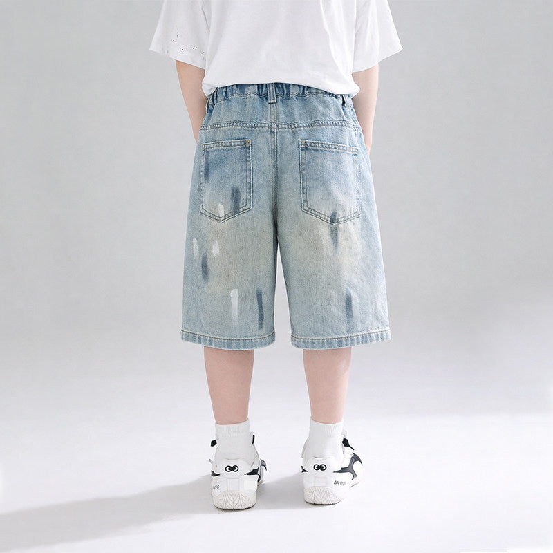 Unisex lockere Denim-Shorts mit einzigartigem Wasch- und Abriebstil Drune