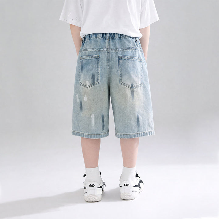 Unisex lockere Denim-Shorts mit einzigartigem Wasch- und Abriebstil Drune