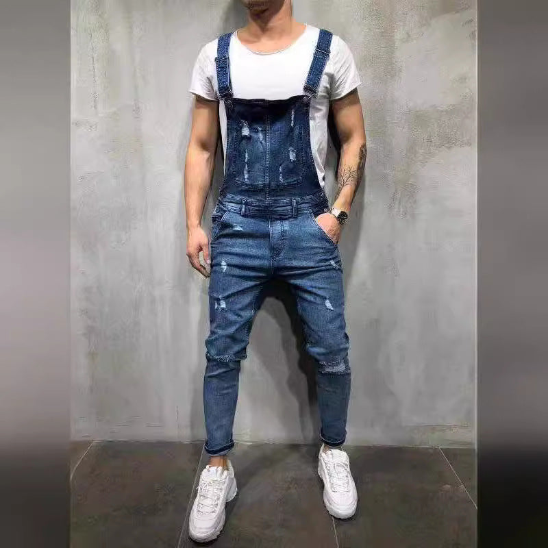 Herren Latzhose im modernen urbanen Stil mit stylischen Zerstörungen Drune