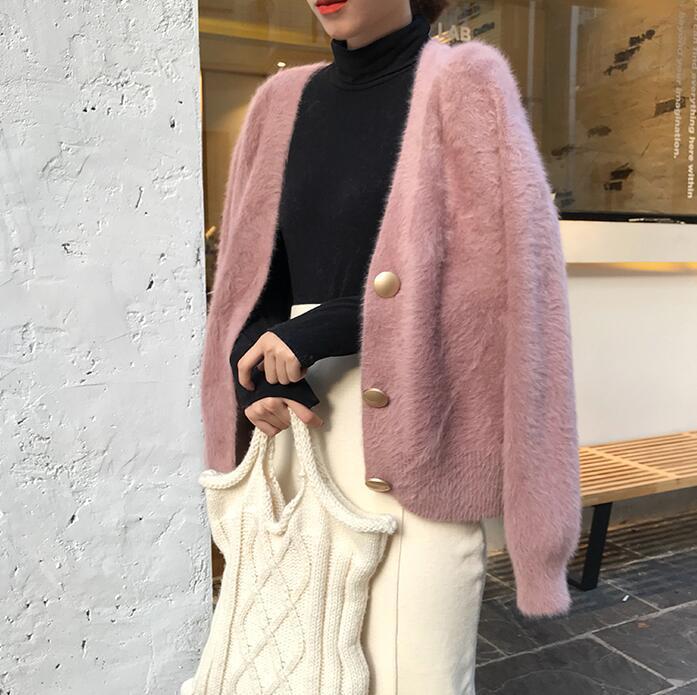 Damen kuschelige Strickjacke mit großen Knöpfen und oversize Passform Drune