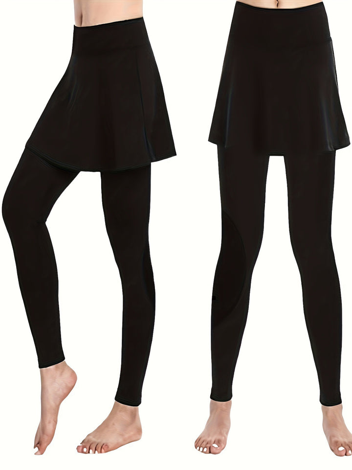 Damen Leggings mit rockähnlicher Einlage und hohem Bund Drune