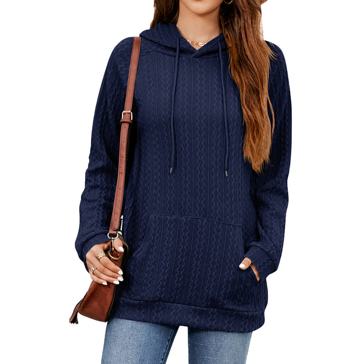 Damen Hoodie mit strukturiertem Muster und praktischer Kängurutasche Drune