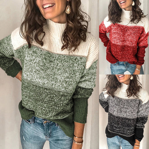 Damen Pullover im modernen Strukturdesign mit hohem Kragen Drune