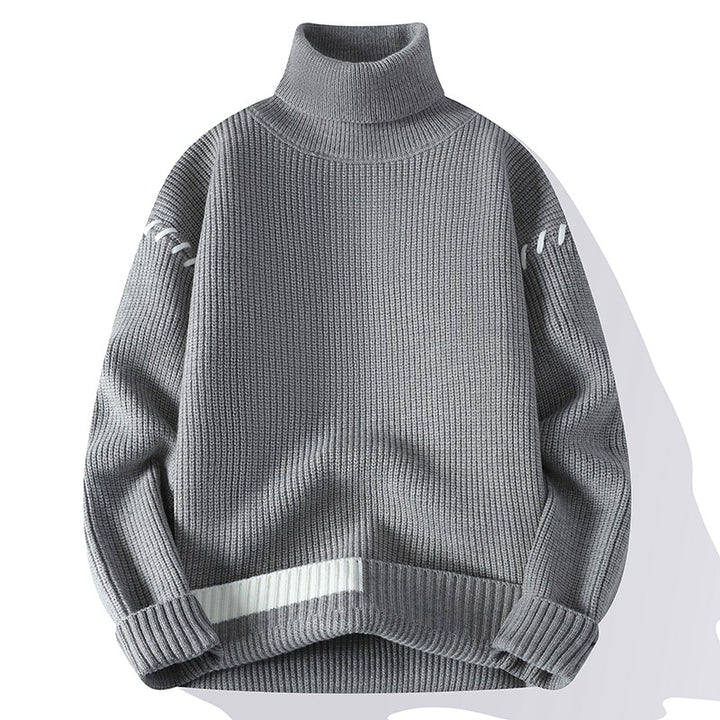 Damen Grober Rollkragenpullover mit dekorativen Ärmeldetails Drune