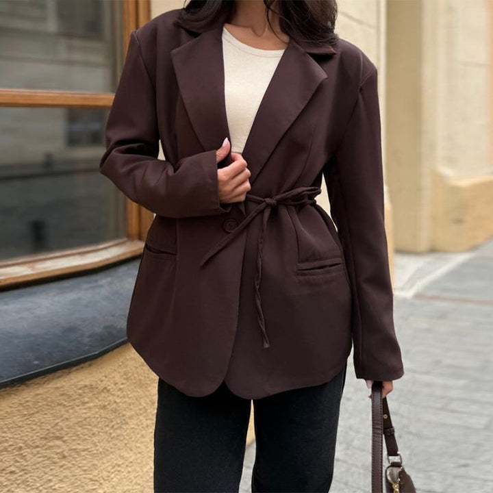 Damen taillierter Blazer mit Gürtel Drune