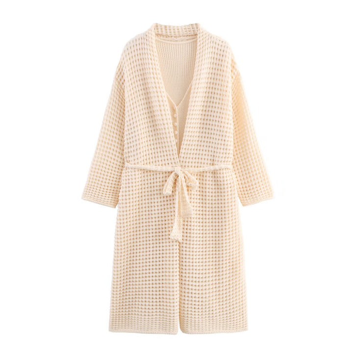 Damen Longcardigan mit Gürtel und Knopfleiste Drune