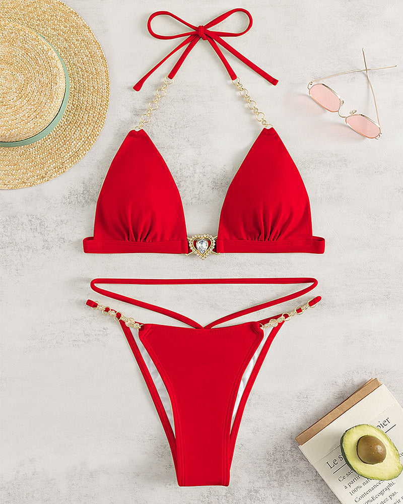 Damen Triangel-Bikini mit eleganten Schmuckdetails Drune