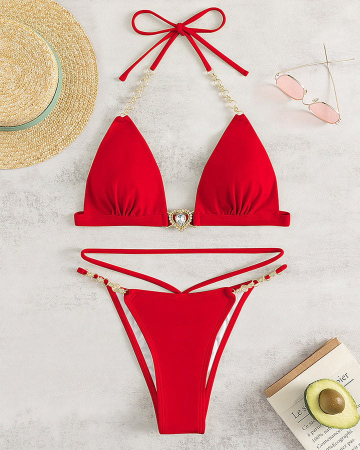 Damen Triangel-Bikini mit eleganten Schmuckdetails Drune