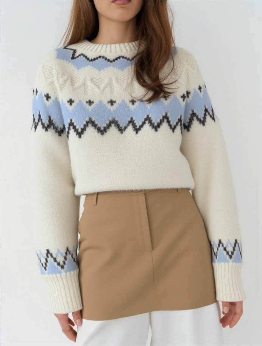 Damen Strickpullover mit grafischem Muster und weichem Material Drune