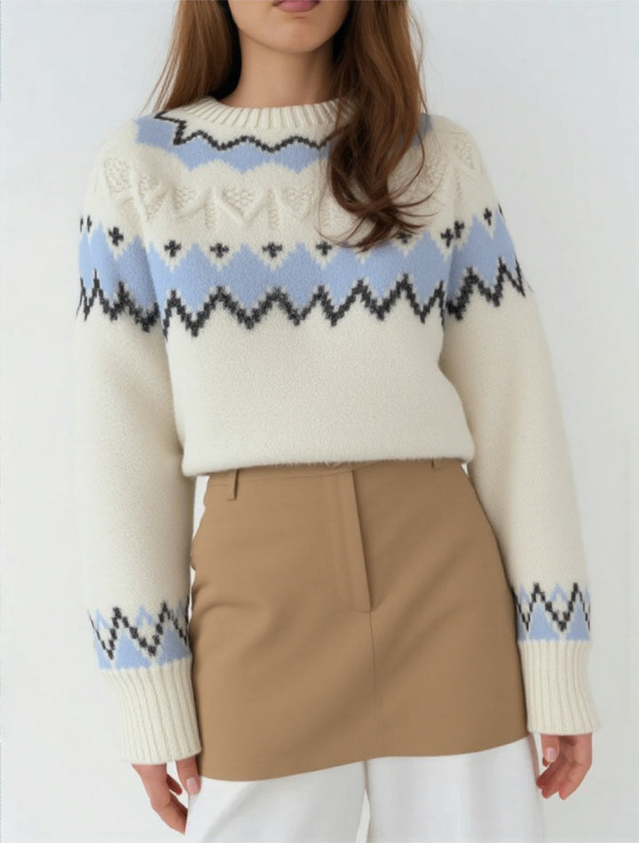 Damen Strickpullover mit grafischem Muster und weichem Material Drune