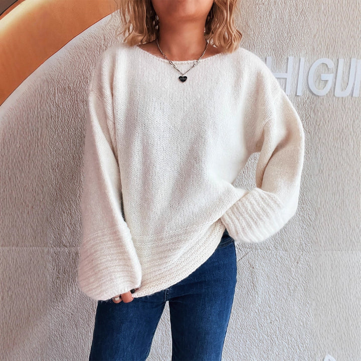 Damen gemütlicher Pullover mit oversized Schnitt und strukturierter Strickart Drune
