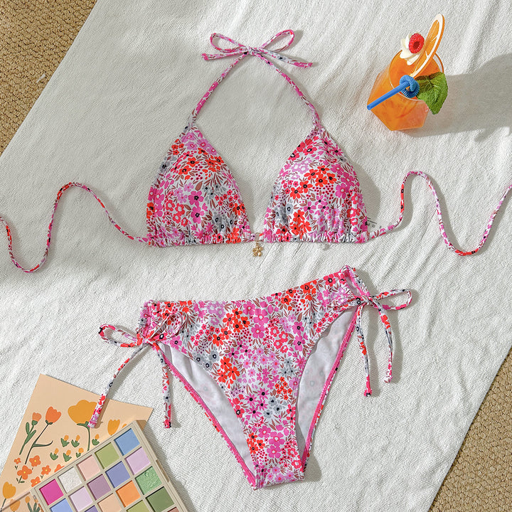 Damen Triangel-Bikini-Set mit verstellbaren Trägern und elastischem Bund Drune