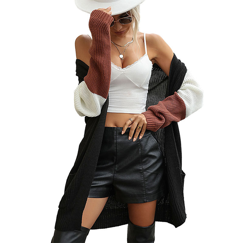 Damen Strickjacke mit farbigem Ärmeldesign und lockerem Schnitt Drune