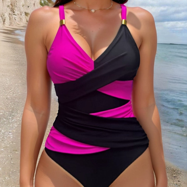 Damen Einteiliger Badeanzug mit modernem Wickeldesign und eleganten Akzenten Drune
