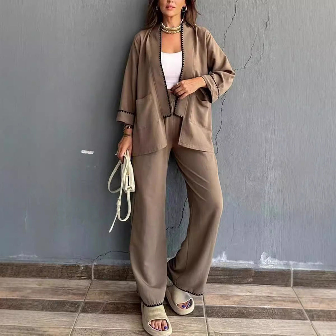 Drune | Lounge Jumpsuit Lässige Passform Weite Beine Blazer mit Taschen