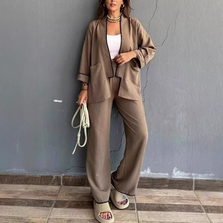 Drune | Lounge Jumpsuit Lässige Passform Weite Beine Blazer mit Taschen