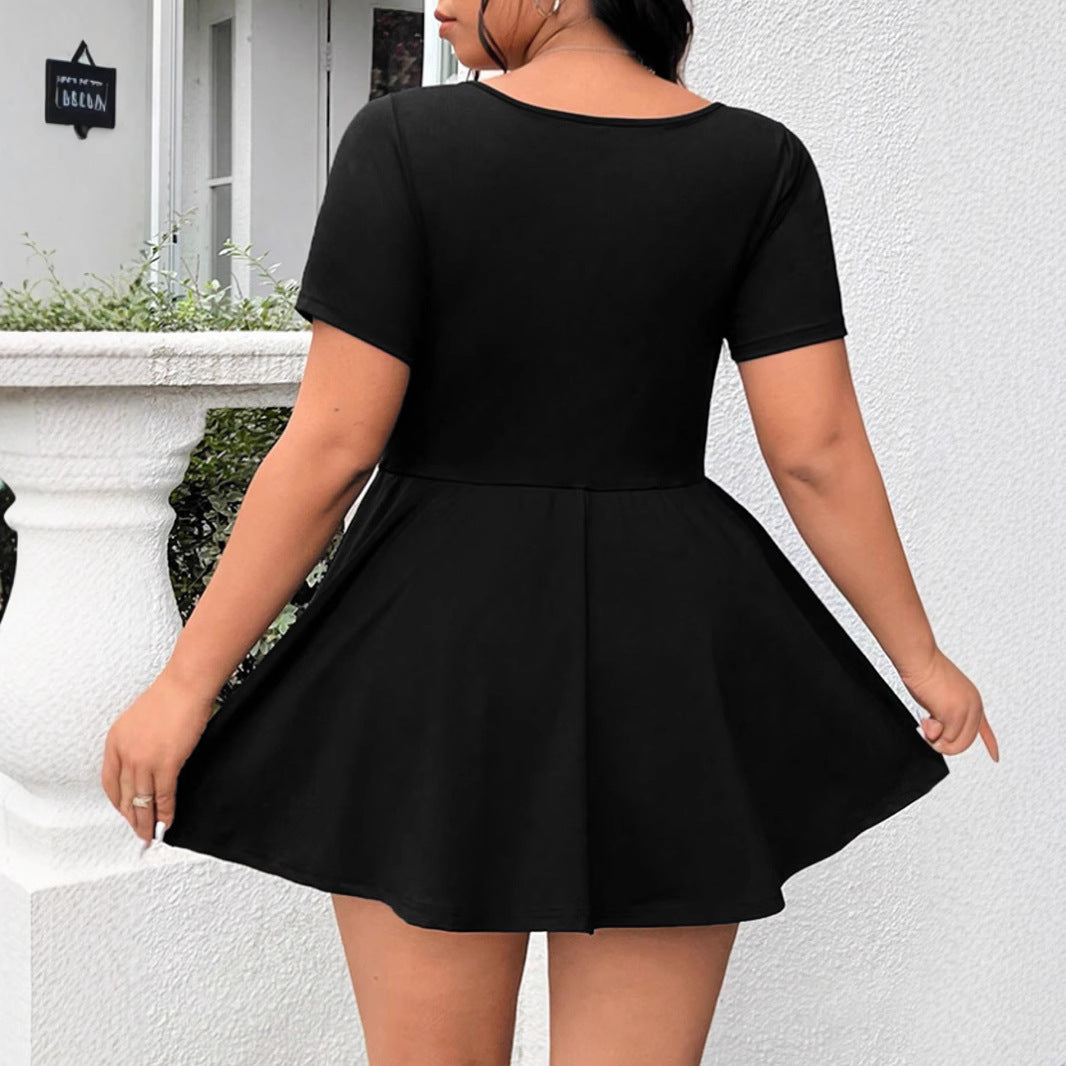 Damen A-linien Kleid mit Rundhalsausschnitt Drune