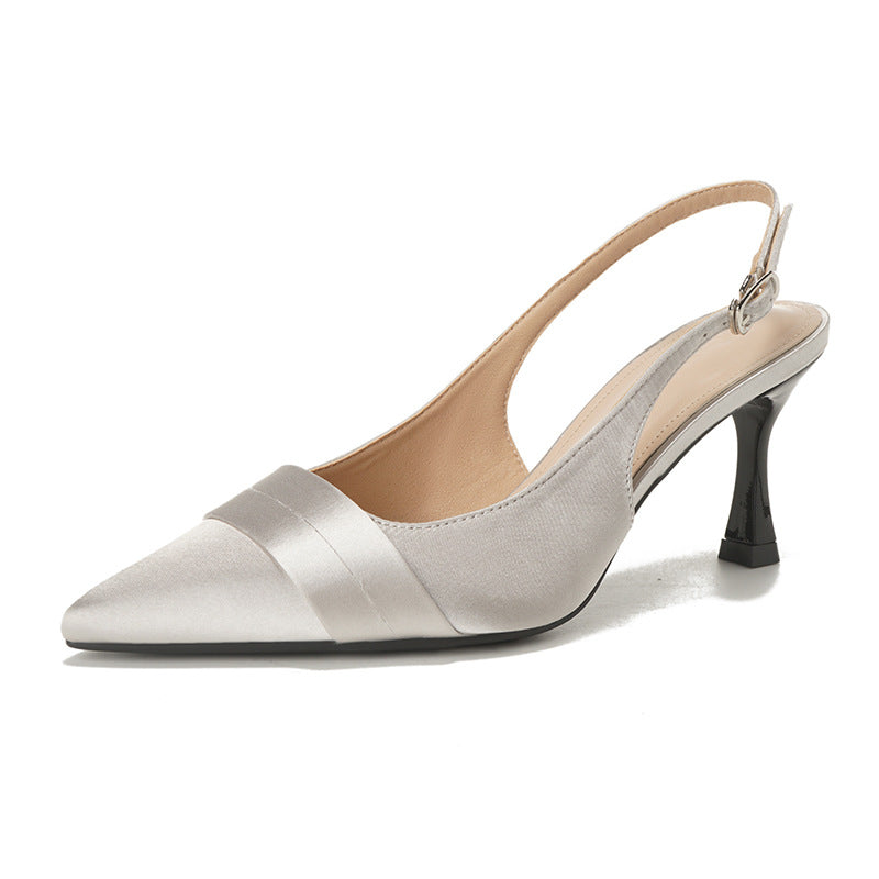 Damen Sling-Pumps mit Eleganter Satin-Oberfläche und Raffinierter Absatzhöhe Drune