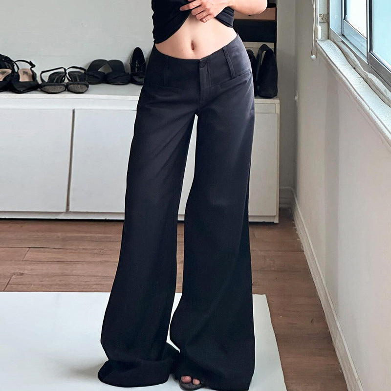 Damen Weite Chinohosen mit hohem Bund und seitlichen Taschen Drune