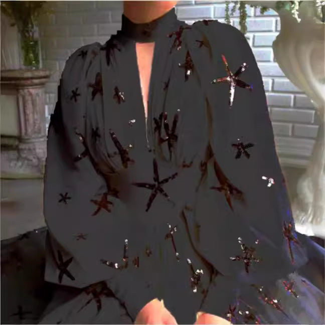 Damen Elegantes Abendkleid mit opulenter Transparenz und funkelnden Pailletten Drune