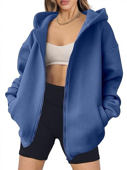 Damen lässiger Oversized Zip-Hoodie Drune