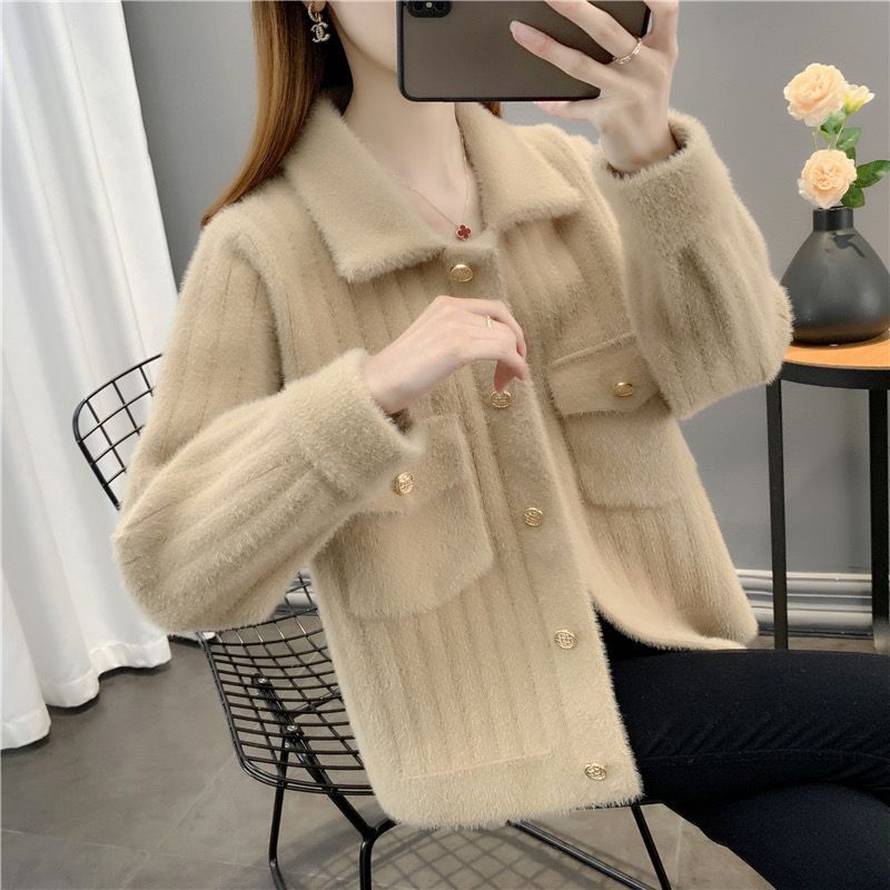 Damen kuschelige Strickjacke mit aufwendigen Knopfdetails und praktischen Taschen Drune