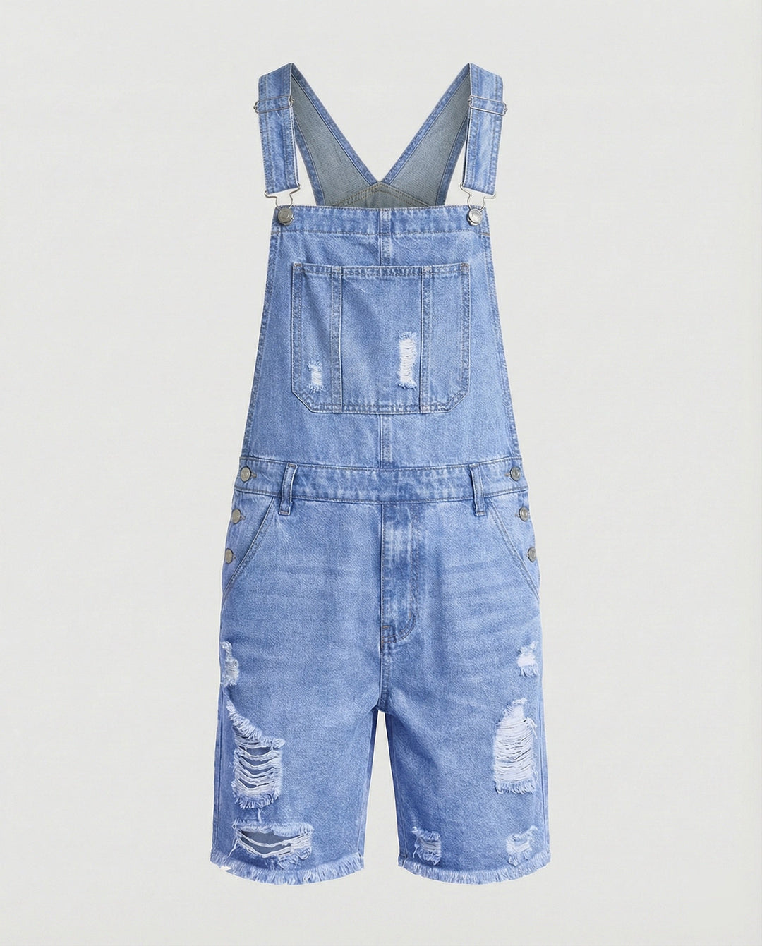 Herren Denim Latzshorts mit Ripped-Details