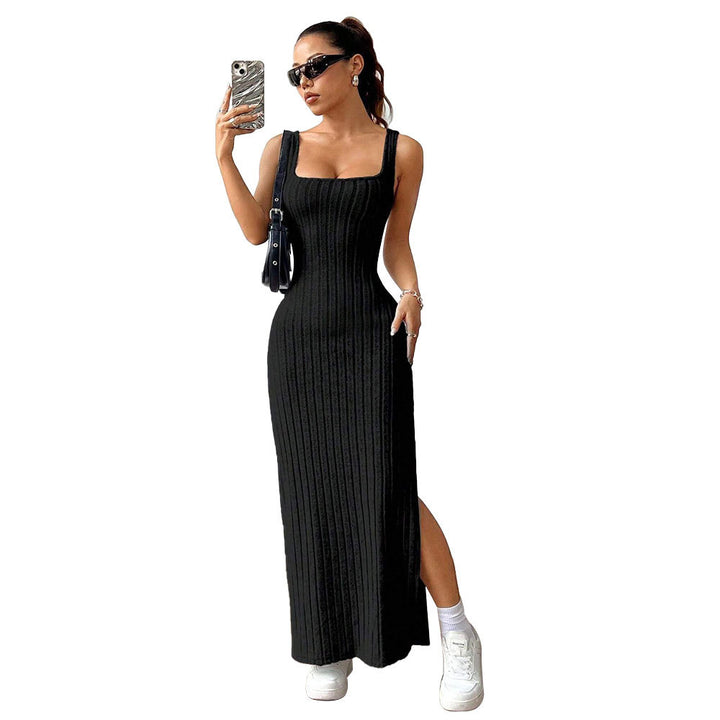 Damen Maxikleid mit elegantem Rib-Muster und seitlichem Schlitz Drune