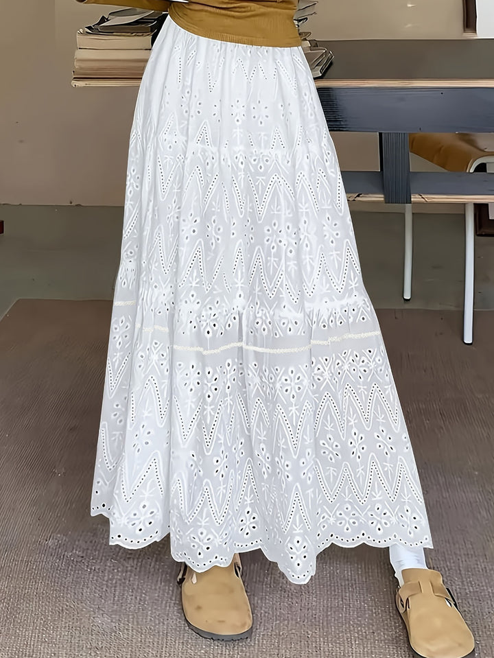 Damen Ösenbestickter Maxirock Drune
