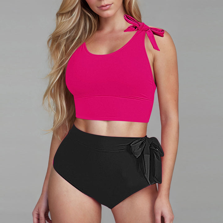 Damen Hochtailliertes Bikini-Set mit verspielten Schleifen Drune