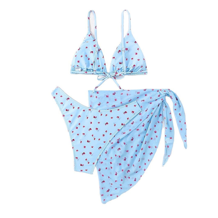 Damen Triangel-Bikini mit floralem Wickelrock Drune