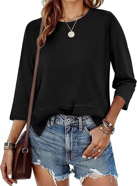 Damen lässiger Pullover mit drei Viertel-Ärmeln Drune
