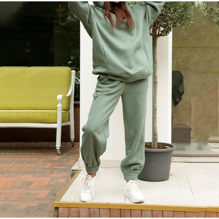 Damen lässiger Jogginganzug mit weichem Material und elastischem Bund Drune