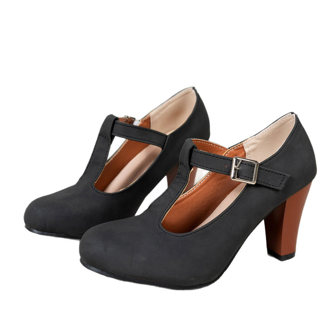 Damen T-strap Pumps mit eleganter Absatzhöhe und verstellbarem Riemen Drune